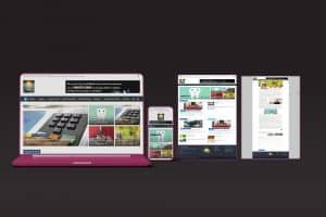 Imagem contendo capturas de tela de sites. Capturas de telas do desktop e smartphone para exibição do site